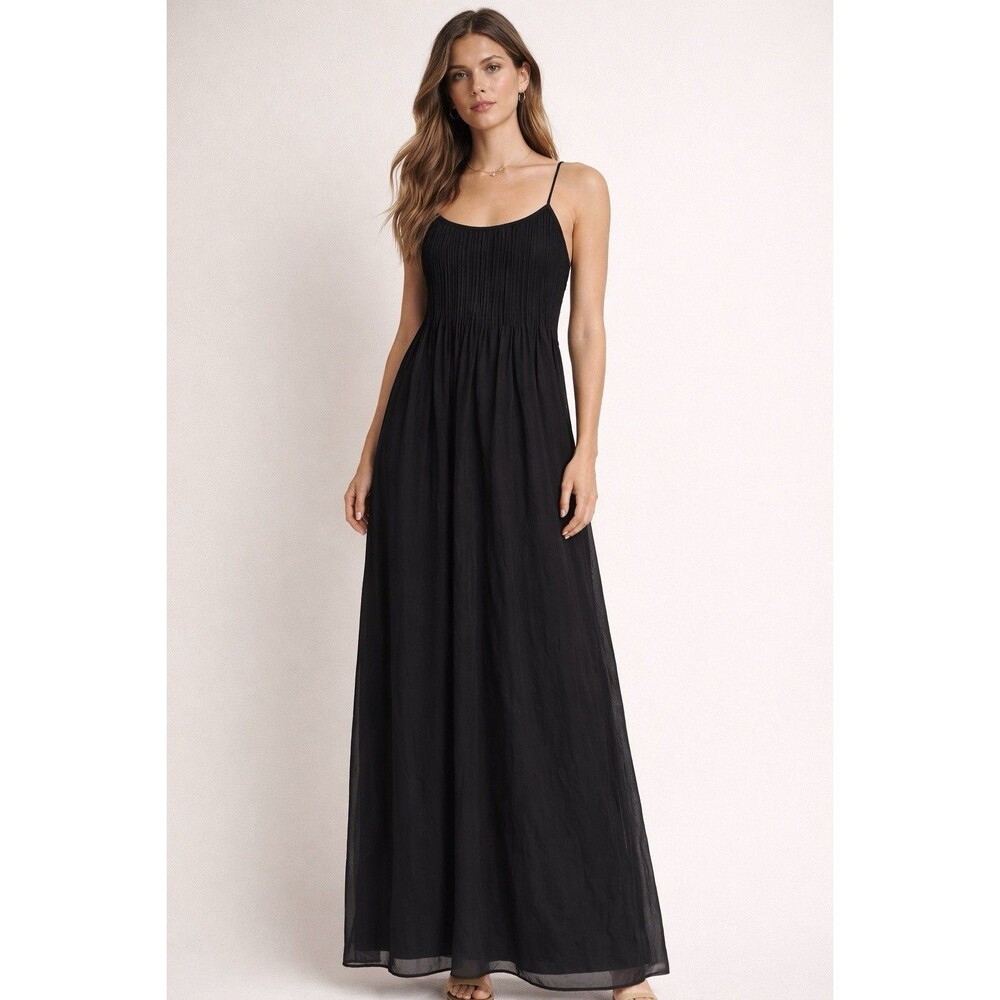 Vince Black Silk Maxi Dress Black Sleeveless Lightweight adjustable Size Small